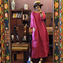 Load image into Gallery viewer, SOOMODA Women Linen Dress Solid Color