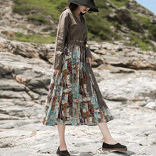 Load image into Gallery viewer, SOOMODA V-neck Loose Vintage Print Dresses
