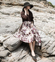 Load image into Gallery viewer, SOOMODA V-neck Loose Vintage Print Dresses