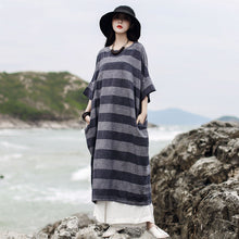 Load image into Gallery viewer, SOOMODA Women Striped Dress Cotton Linen Robes