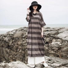 Load image into Gallery viewer, SOOMODA Women Striped Dress Cotton Linen Robes