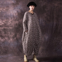 Load image into Gallery viewer, SOOMODA Print Floral Dress Thick Warm Cotton Linen