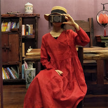 Load image into Gallery viewer, SOOMODA V-Neck Long Sleeve Dress