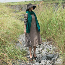 Load image into Gallery viewer, Vintage Print Full Sleeve Button Loose Dress