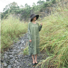 Load image into Gallery viewer, Vintage Print Full Sleeve Button Loose Dress