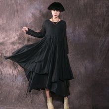 Load image into Gallery viewer, SOOMODA Fall O-Neck Long Sleeve  Cotton Pleated  Dress