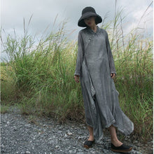Load image into Gallery viewer, SOOMODA Irregular Vintage Button Dress