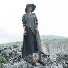 Load image into Gallery viewer, SOOMODA Women Patchwork Dress O-Neck Long Sleeve