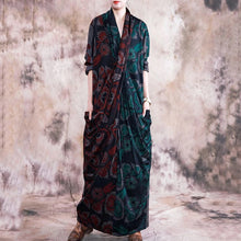 Load image into Gallery viewer, Women Autumn Print Pathwork V Neck Dress
