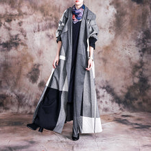 Load image into Gallery viewer, SOOMODA Vintage Patchwork Plaid Stitch Trench