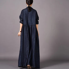 Load image into Gallery viewer, Loose Denim Embroidered Long Sleeve Trench Coat