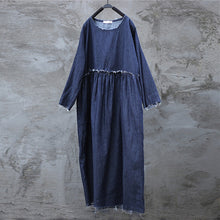 Load image into Gallery viewer, SOOMODA Solid Patchwork O-Neck High Waist Dress