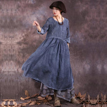 Load image into Gallery viewer, SOOMODA Full Sleeve Fold Patchwork O-Neck Dress