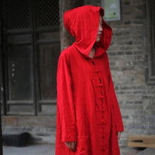 Load image into Gallery viewer, SOOMODA Linen Long Sleeve Hooded Trench Coat