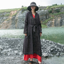 Load image into Gallery viewer, SOOMODA Women Bandage Trench Cotton Linen Vintage Coats