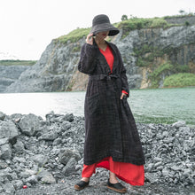 Load image into Gallery viewer, SOOMODA Women Bandage Trench Cotton Linen Vintage Coats
