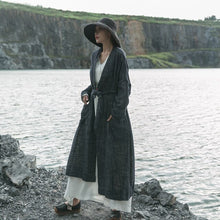 Load image into Gallery viewer, SOOMODA Women Bandage Trench Cotton Linen Vintage Coats