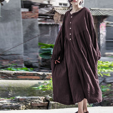 Load image into Gallery viewer, SOOMODA Loose Dress Button Vintage Lantern Sleeve