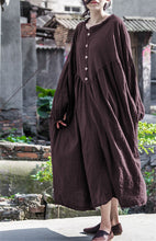 Load image into Gallery viewer, SOOMODA Loose Dress Button Vintage Lantern Sleeve