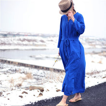 Load image into Gallery viewer, SOOMODA Button Long Sleeve Maxi Dresses