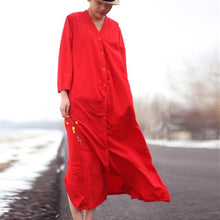 Load image into Gallery viewer, SOOMODA Button Long Sleeve Maxi Dresses