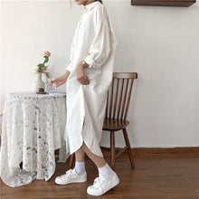 Load image into Gallery viewer, Vintage Maxi Dress Long Sleeve Turn Down Collar