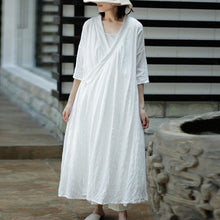 Load image into Gallery viewer, SOOMODA Half Sleeve V-Neck Loose Vintage Tie Dress
