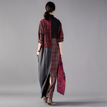 Load image into Gallery viewer, SOOMODA Vintage Plaid Patchwork Long Loose Dress