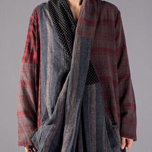 Load image into Gallery viewer, SOOMODA Vintage Plaid Patchwork Long Loose Dress