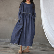 Load image into Gallery viewer, SOOMODA Solid Patchwork O-Neck High Waist Dress