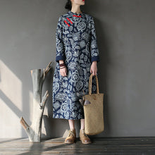 Load image into Gallery viewer, SOOMODA Vintage Dress White And Blue Chinese Style