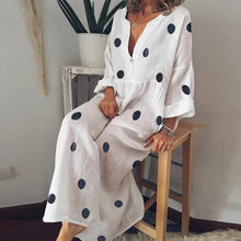 Load image into Gallery viewer, Vintage Linen Summer Dress Casual Polka Dot