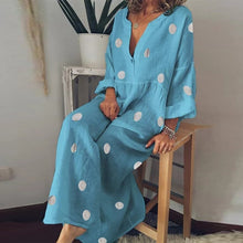 Load image into Gallery viewer, Vintage Linen Summer Dress Casual Polka Dot