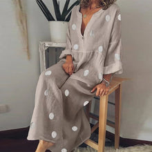 Load image into Gallery viewer, Vintage Linen Summer Dress Casual Polka Dot
